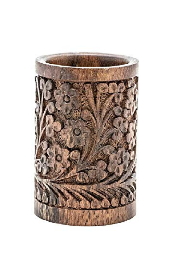 Revive – Hand Carved Cylindrical Wood Pen & Pencil Holder