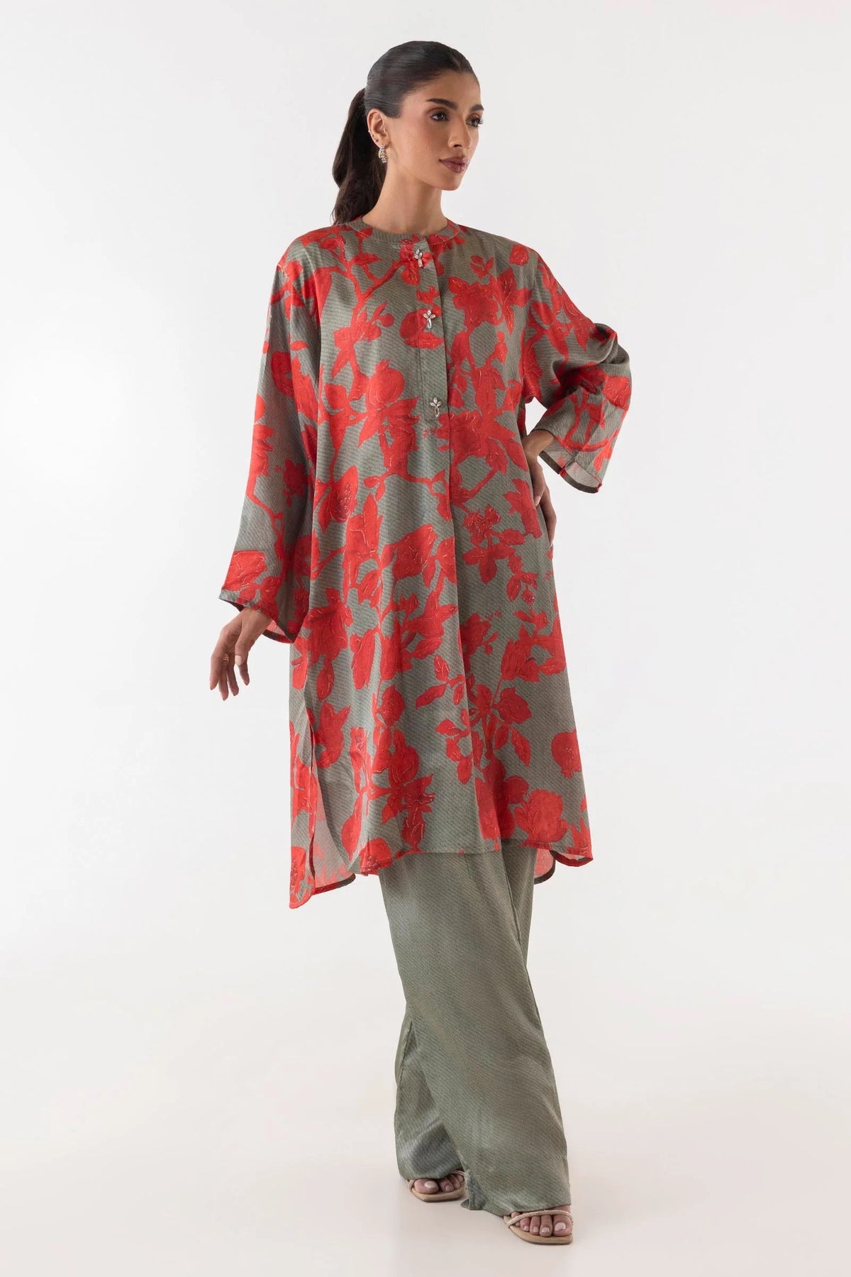 Sana Safinaz | Printed Pret 3-Piece Multi Floral Satin