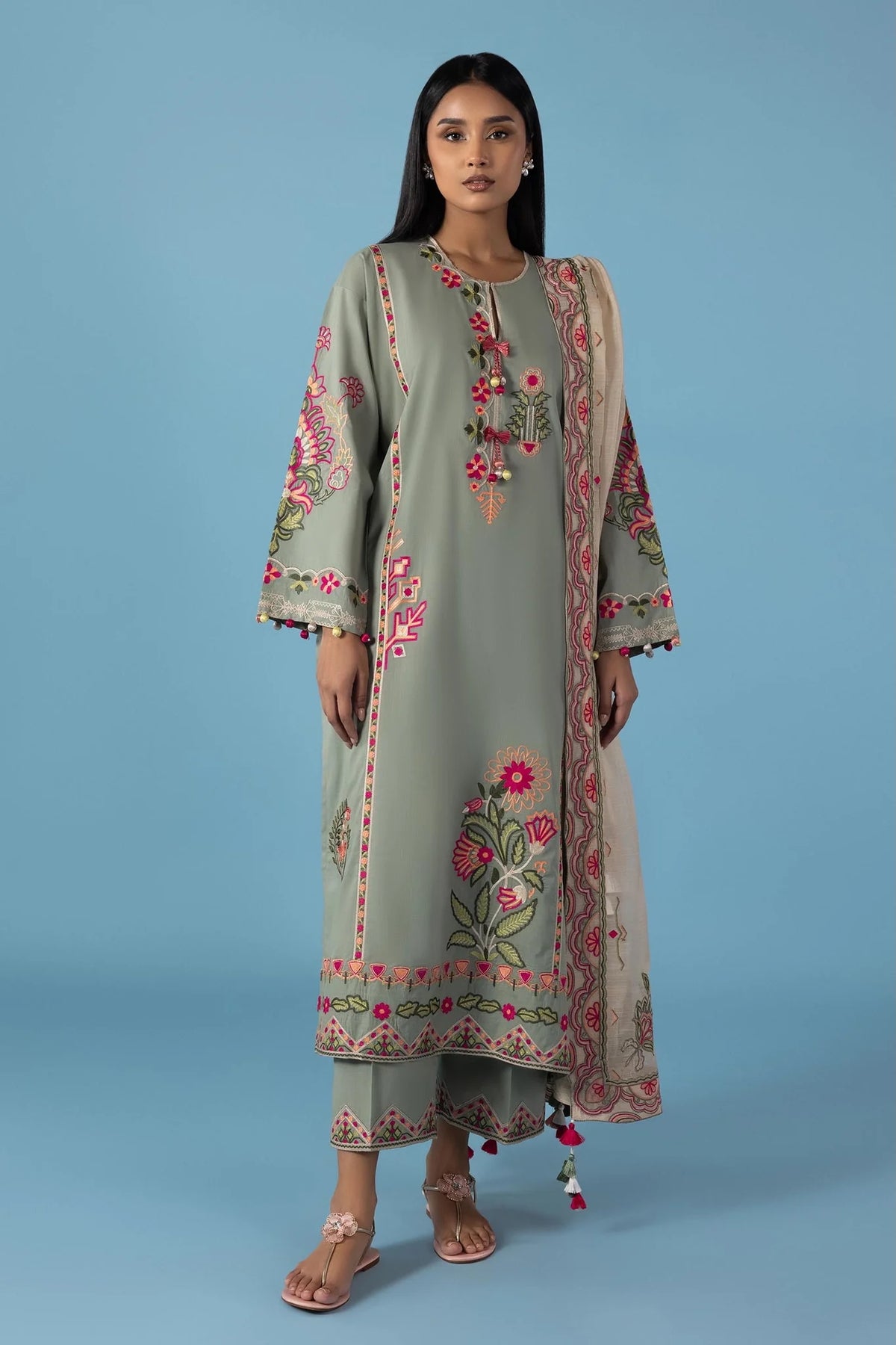 Sana Safinaz | Stitched Embroidered 2-Piece Pret Slub Lawn