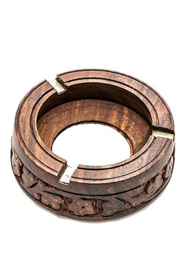 Revive | Hand Carved Round Wooden Cigarette Ashtray
