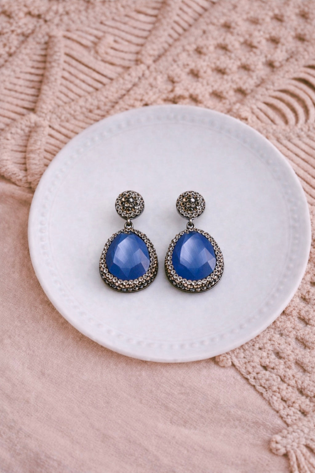 Revive – 925 Sterling Silver Handmade Turkish Gem and Crystal Single Drop Earrings