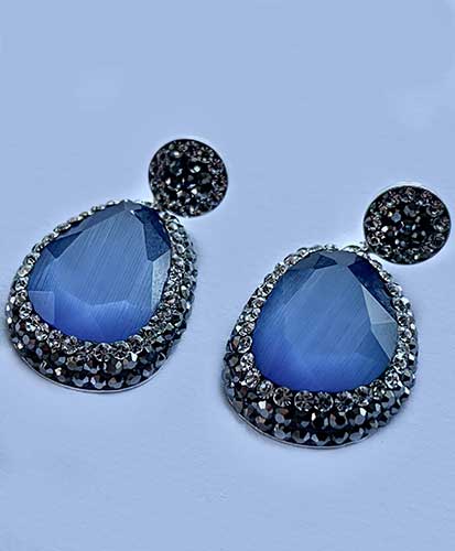 Revive – 925 Sterling Silver Handmade Turkish Gem and Crystal Single Drop Earrings