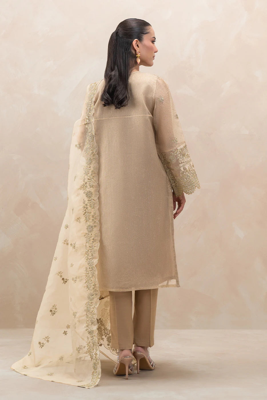 Beechtree | Embroidered Luxury 3-Piece Organza Badla