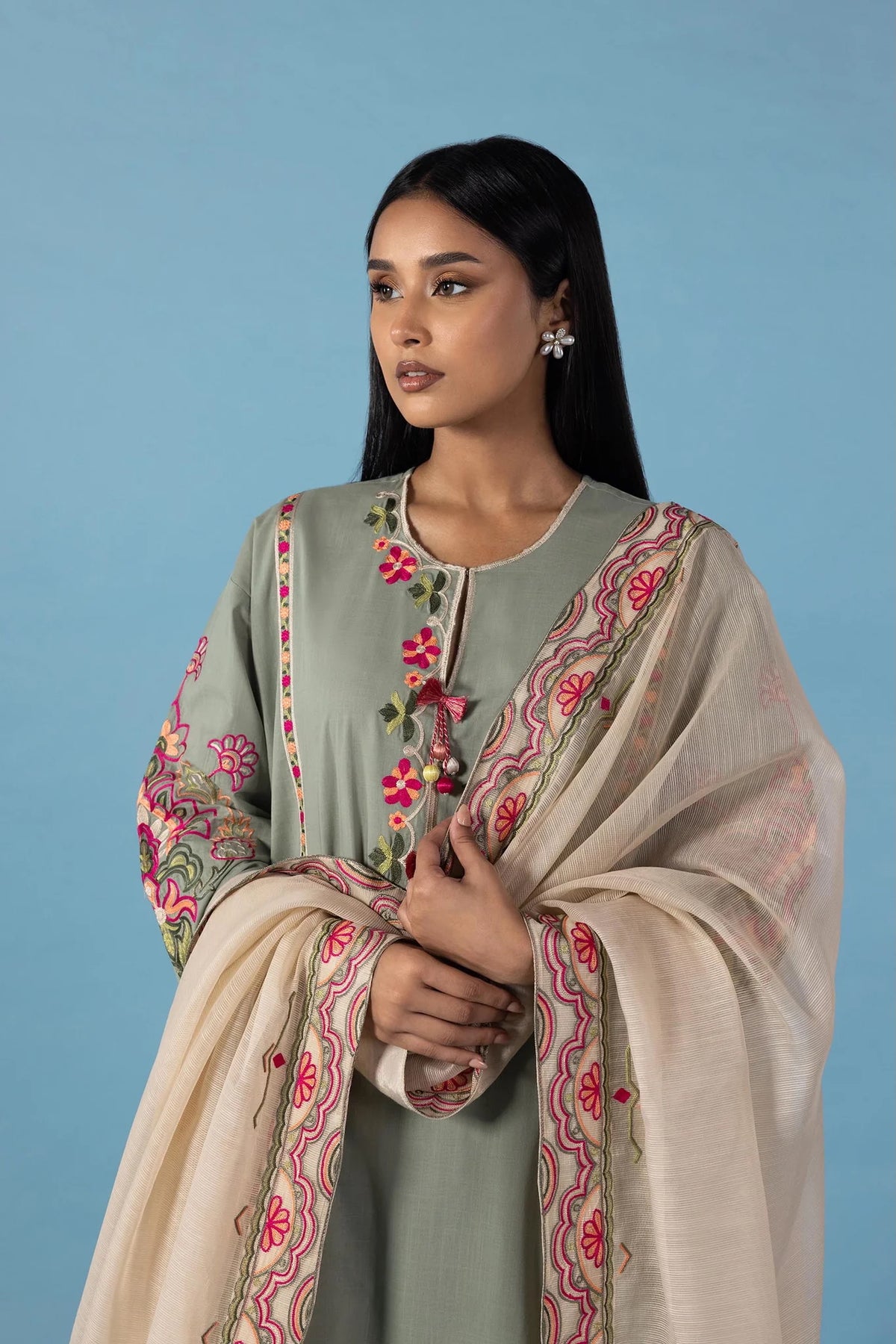 Sana Safinaz | Stitched Embroidered 2-Piece Pret Slub Lawn
