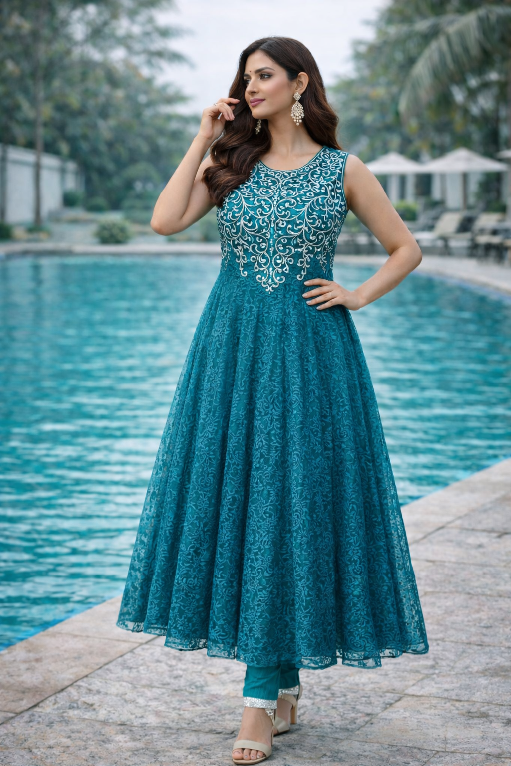 Revive | Luxury Pret 3-Piece Net Anarkali