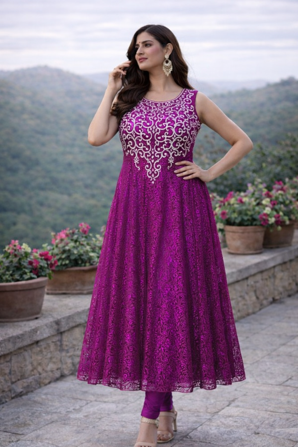 Revive | Luxury Pret 3-Piece Net Anarkali