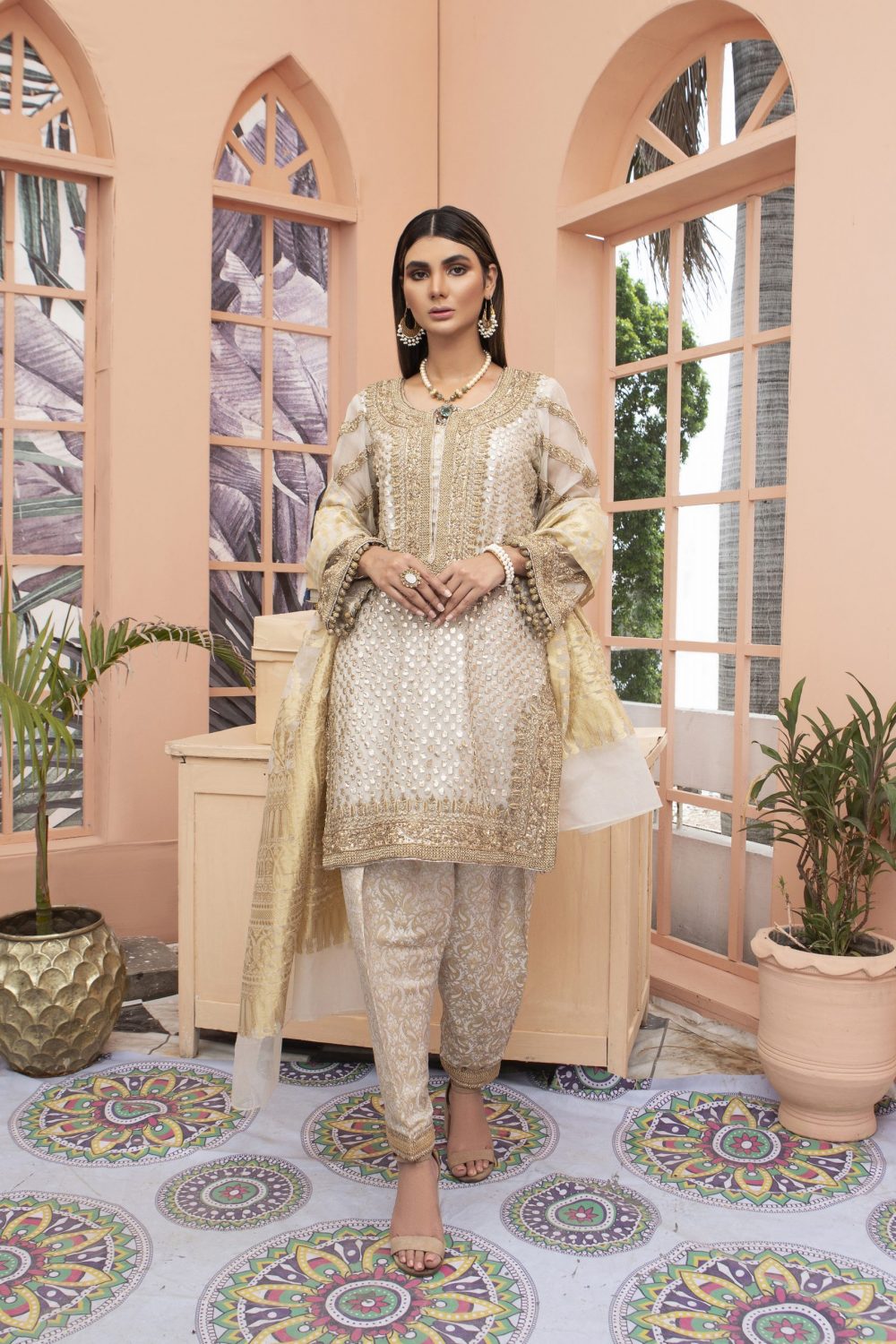 Sarah Salman | Formal Pret 3-Piece Jamawar Organza