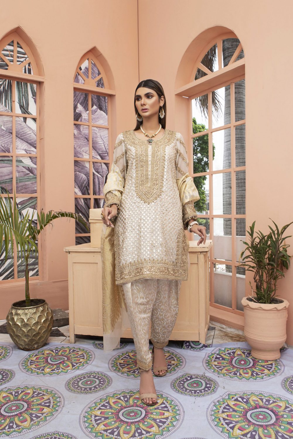 Sarah Salman | Formal Pret 3-Piece Jamawar Organza