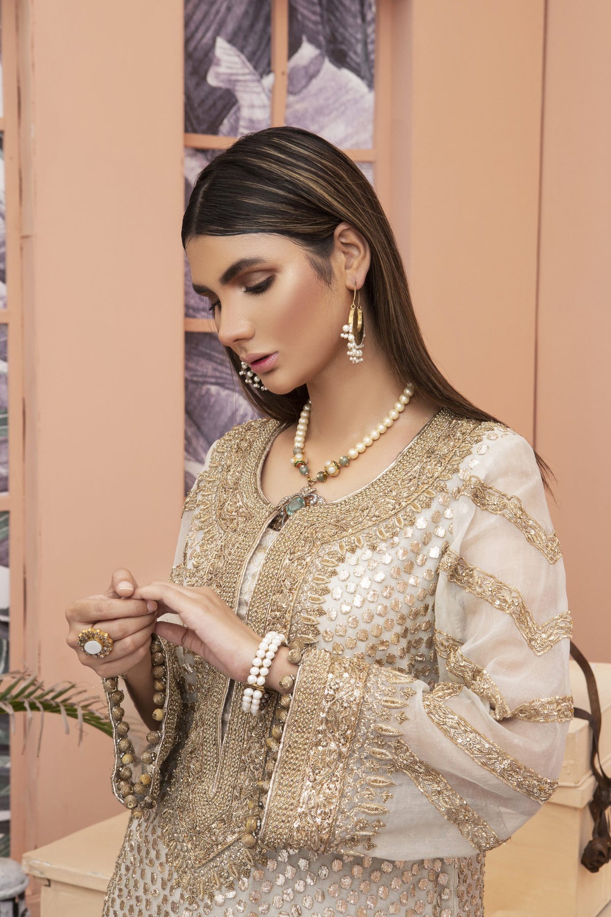 Sarah Salman | Formal Pret 3-Piece Jamawar Organza