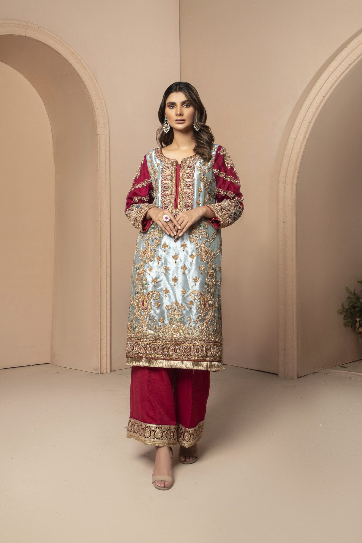 Sarah Salman | Formal Pret 3-Piece Silk Jamawar