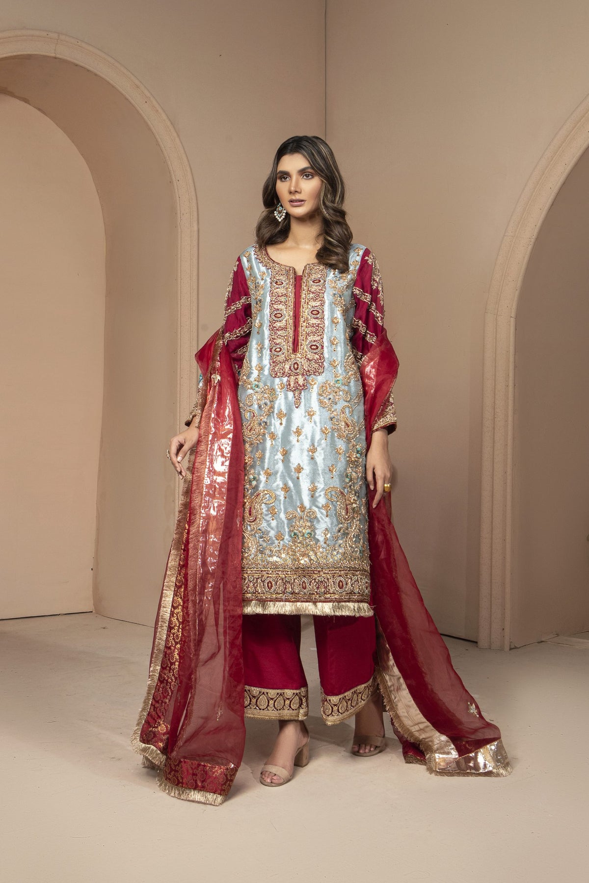 Sarah Salman | Formal Pret 3-Piece Silk Jamawar