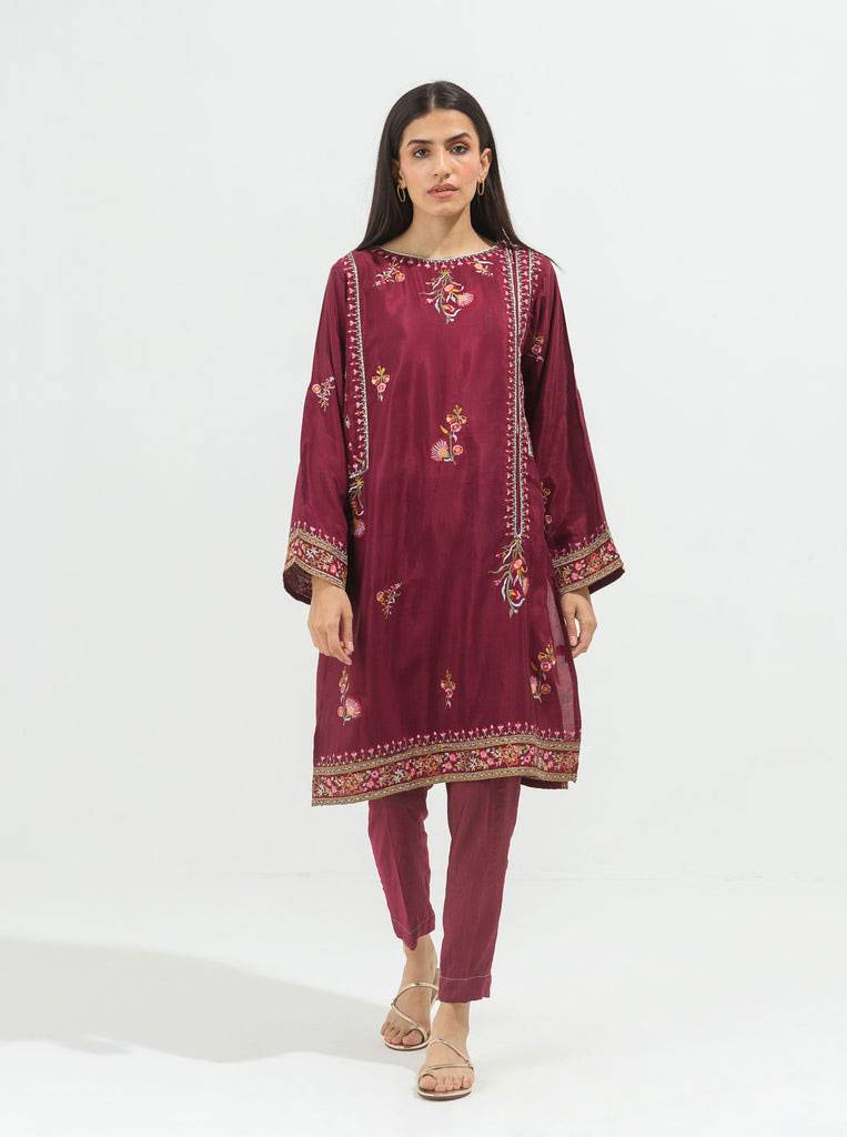 Beechtree | Embroidered Pret 1-Piece Raw Silk